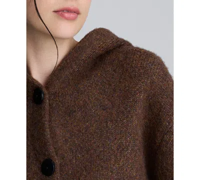 Kenneth Cole Oversized Hooded Cardigan In Brown