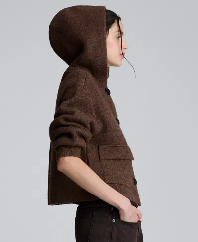 Kenneth Cole Oversized Hooded Cardigan In Brown