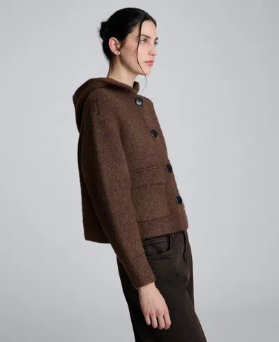 Kenneth Cole Oversized Hooded Cardigan In Brown