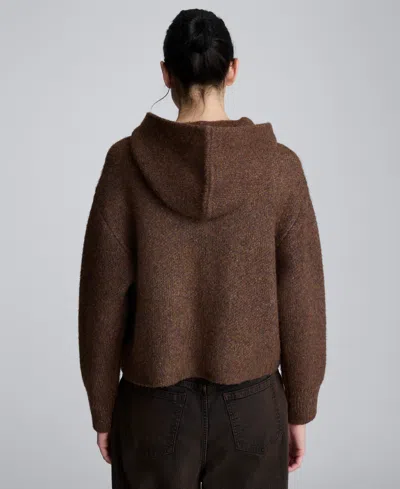 Kenneth Cole Oversized Hooded Cardigan In Brown