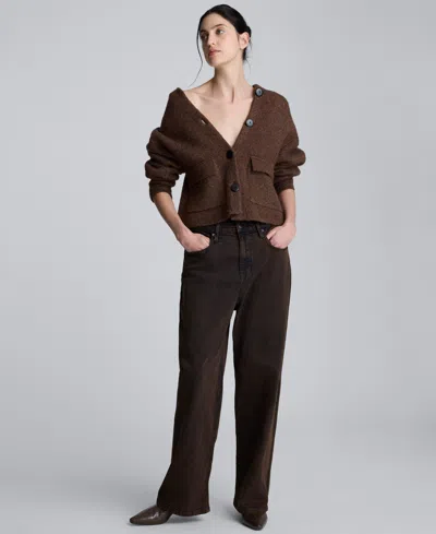 Kenneth Cole Oversized Hooded Cardigan In Brown