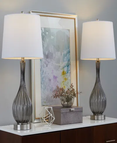 Lumisource 27" Glass Jenny Contemporary Table Lamp, Set Of 2 In Gray