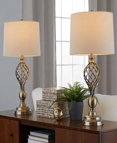 Lumisource 29" Metal Linx Twist Contemporary Table Lamp, Set Of 2 In Gold