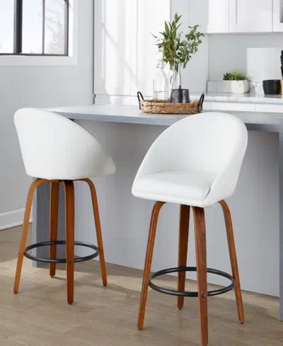 Lumisource 26" Faux Leather Matisse High Back Contemporary Fixed-height Counter Stool, Set Of 2 In Brown