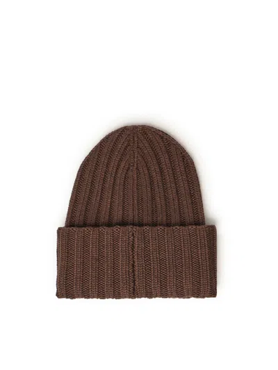 Dsquared2 Ribbed Logo-patch Beanie In Brown