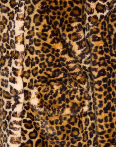 Essentiel Antwerp Leopard-print Contrast-collar Coat In Brown