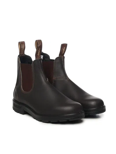 Blundstone Ankle-high Rustic Brown Leather Boots With Elastic Side Straps In Brown