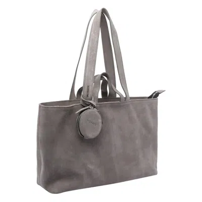 Vic Matie Zip-closure Suede Tote Bag In Gray