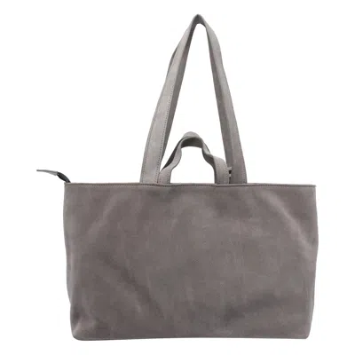 Vic Matie Zip-closure Suede Tote Bag In Gray