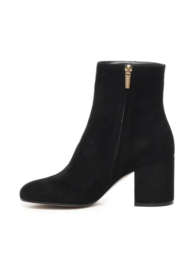 Gianvito Rossi Block Heel Ankle Boots With Suede Finish In Black