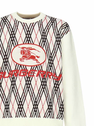 Burberry Men Row Neck Sweather With  Logo Print In Neutral