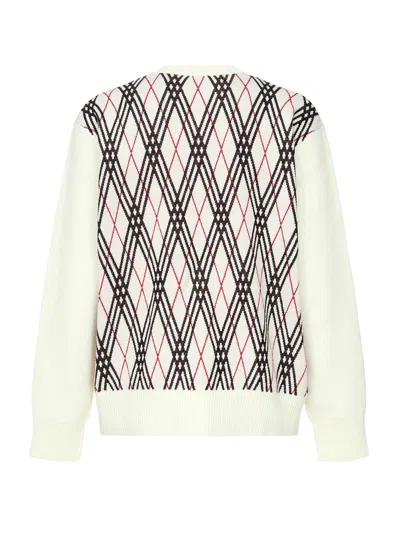 Burberry Men Row Neck Sweather With  Logo Print In Neutral