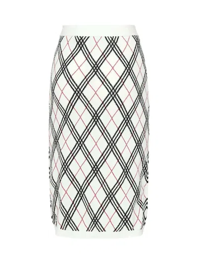 Burberry Ekd Jacquard Checked Knitted Midi Skirt In Multi
