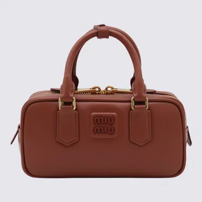Miu Miu Brown Leather Arcadie Crossbody Bag In Brown