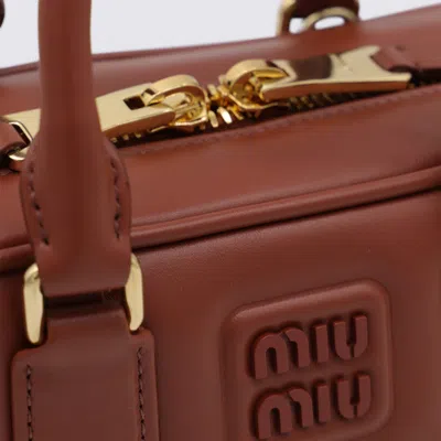 Miu Miu Brown Leather Arcadie Crossbody Bag In Brown