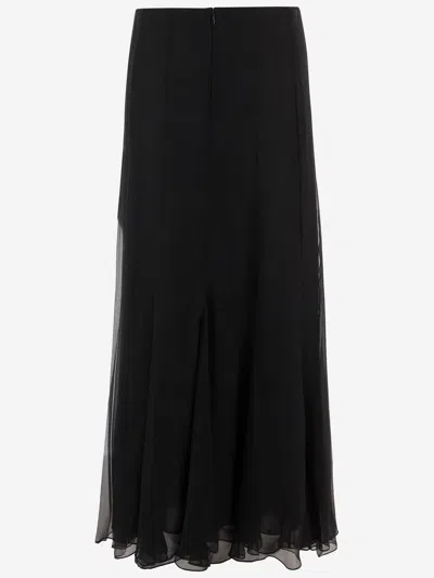 Chloé Maxi Skirt With Sheer Overlay And Flowy Design In Black