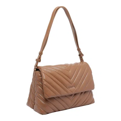 Liu •jo Medium Grigio Handbag With Quilted Chevron Design In Brown