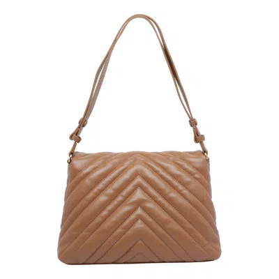 Liu •jo Medium Grigio Handbag With Quilted Chevron Design In Brown