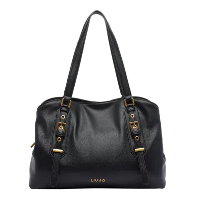 Liu •jo Medium Satchel Bag Buckle Accents In Black
