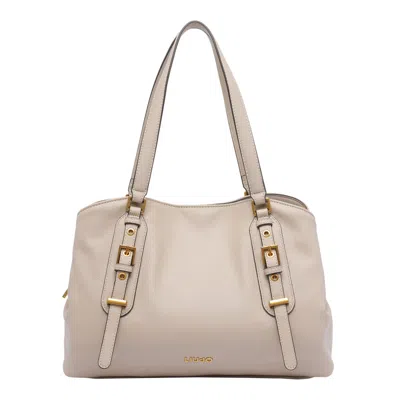 Liu •jo Chic Satchel Bag With Buckle And Handles In Neutral