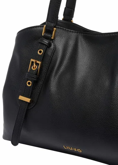 Liu •jo Medium Satchel Bag Buckle Accents In Black