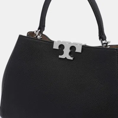 Tory Burch Eleanor Mini Satchel In Hammered Leather Black In Black