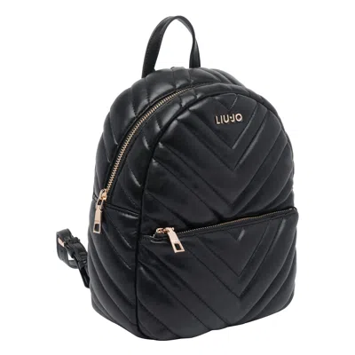 Liu •jo Stylish Quilted Backpack Multiple Pockets In Black