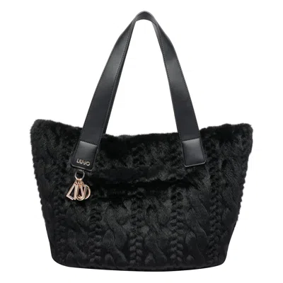 Liu •jo Soft Teddy Shoulder Bag With Dual Handles In Black