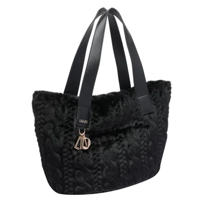 Liu •jo Soft Teddy Shoulder Bag With Dual Handles In Black