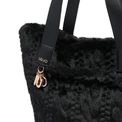 Liu •jo Soft Teddy Shoulder Bag With Dual Handles In Black