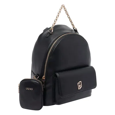 Liu •jo Versatile Backpack Featuring Multiple Pockets In Black