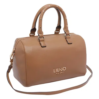 Liu •jo Versatile Cross-body Satchel Featuring Studded Accents In Sand