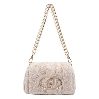 Liu •jo Crossbody Bag With Chain And Knit Texture In White