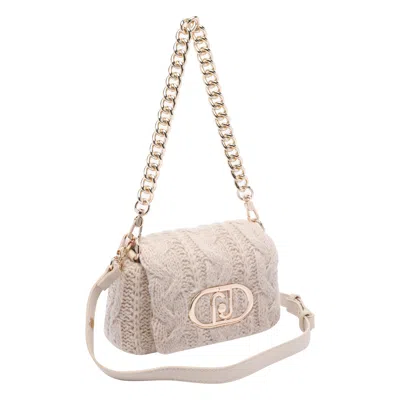 Liu •jo Crossbody Bag With Chain And Knit Texture In White