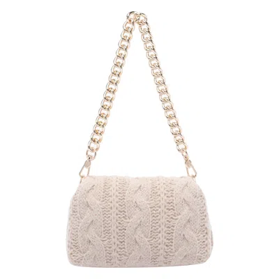 Liu •jo Crossbody Bag With Chain And Knit Texture In White