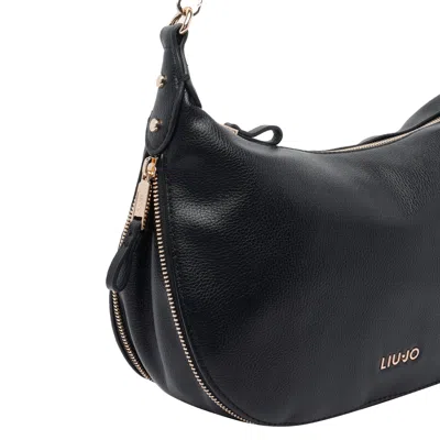 Liu •jo Liu Jo Curved Zip Shoulder Bag In Black