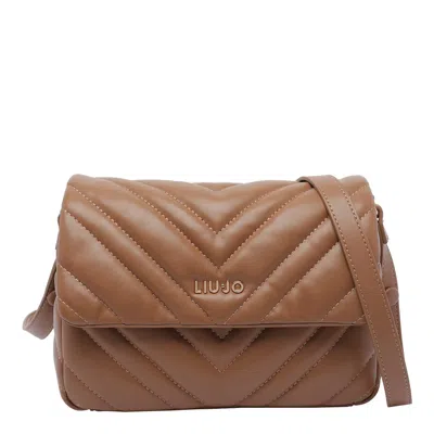 Liu •jo Medium Grigio Handbag With Quilted Chevron Design In Brown
