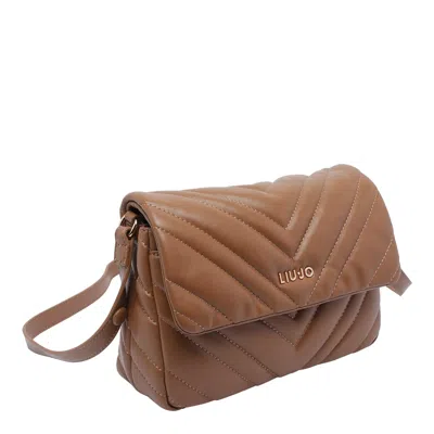 Liu •jo Medium Grigio Handbag With Quilted Chevron Design In Brown