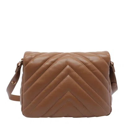 Liu •jo Medium Grigio Handbag With Quilted Chevron Design In Brown