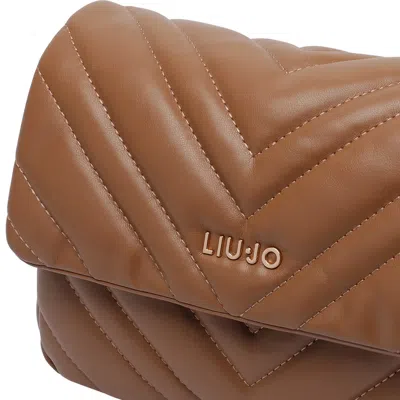 Liu •jo Medium Grigio Handbag With Quilted Chevron Design In Brown