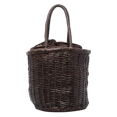 Dragon Diffusion Large Woven Bucket Bag With Top Handles In Brown