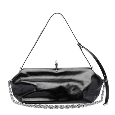 Benedetta Bruzziches Shoulder Bag Metallic Structured Shape In Black