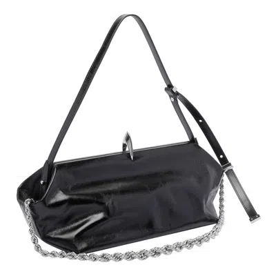 Benedetta Bruzziches Shoulder Bag Metallic Structured Shape In Black
