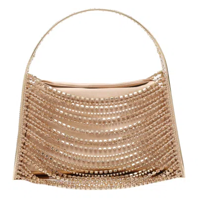 Benedetta Bruzziches Embellished Strass One Handle Structured Shoulder Bag In Sand