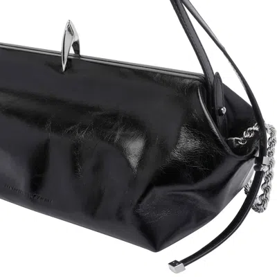 Benedetta Bruzziches Shoulder Bag Metallic Structured Shape In Black
