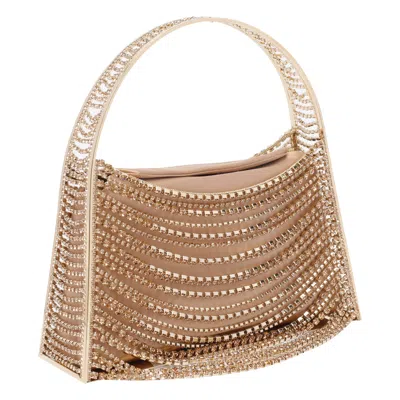 Benedetta Bruzziches Embellished Strass One Handle Structured Shoulder Bag In Sand