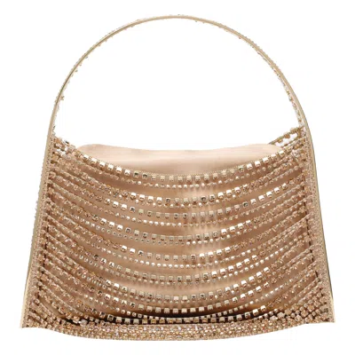 Benedetta Bruzziches Embellished Strass One Handle Structured Shoulder Bag In Sand