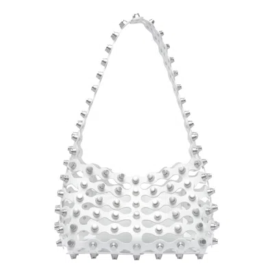 Alexander Wang Studded Shoulder Bag Open Top In White