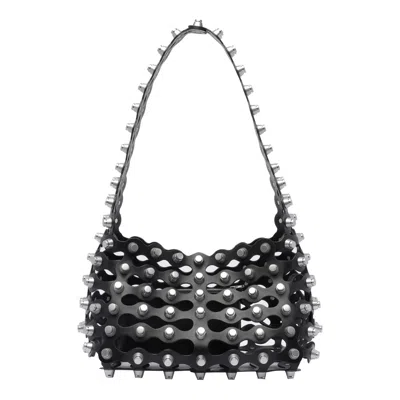 Alexander Wang Omens Rex Medium Studded Leather Shoulder Bag Black In Black