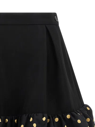 Moschino Midi Skirt With Polka Dots And Ruffles In Black